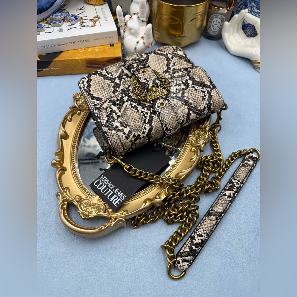 🆕 VERSACE JEANS COUTURE 🧿 NWT Medium Snakeskin-Effect Crossbody Shoulder Bag - Picture 11 of 16
